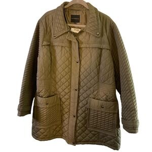 Weatherproof Womens 3X Olive Green Diamond Quilted Field Jacket Snap Front Coat